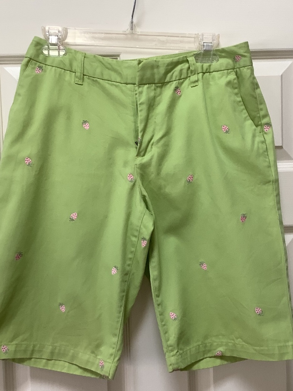 Khaki brand long shorts. Green with strawberries. Size 6